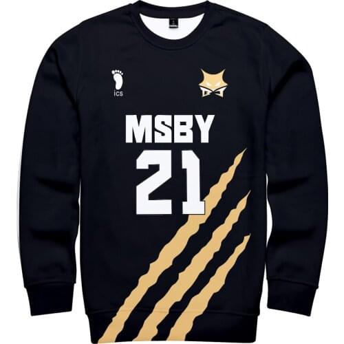 2020 latest volleyball youth black wolf team sweatshirt 3D printing casual wear men/women sweatshirt round neck black fashion