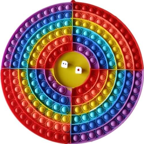 New Interactive Rainbow Round Big Size 35CM Jumbo Push Pop Bubble Fidget Sensory Giant Chess Board Popper Huge Pop Game Fidgets