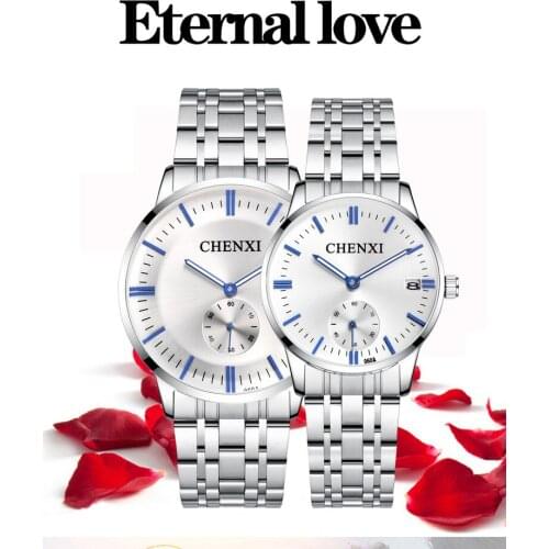 CHENXI 2021 New Fashion Couple Watch Mens Small Three-hand Dial Calendar Waterproof Simple Ladies Watch WA198