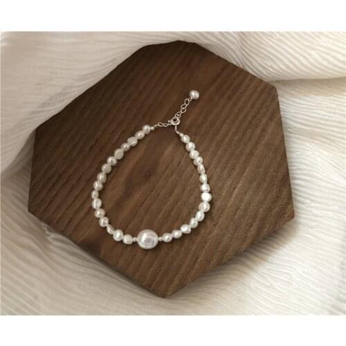 New Natural Freshwater Pearl Irregular 5-10MM Fashionable Simple Bracelet Tibetan Silver clasp