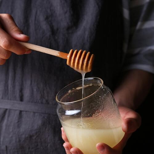 Nordic Beech Wooden Honey Dipper Stick Handle Mixing Stick For Honey Jar Coffee Milk Tea Safe Stir Bar Supplies Kitchen Tools