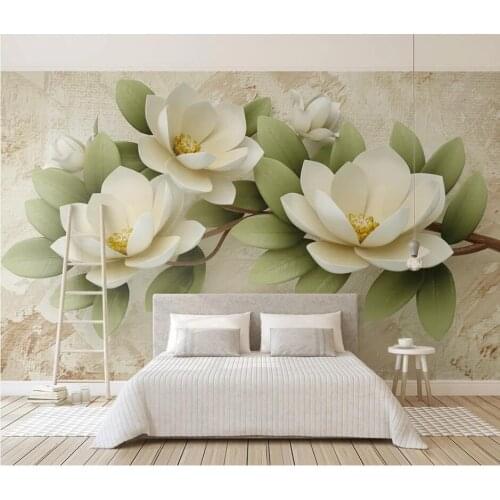 Customized new 3d embossed color carved flowers simple TV background wall paper mural photo wall