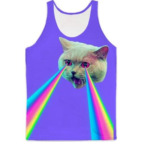 REAL American US SIZE Trippy Cool Cat High Quality 3D Sublimation Print Tank top plus size 4xl 5XL 6XL