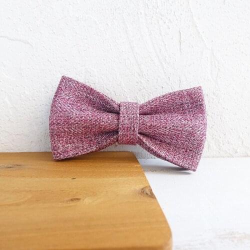 Pink Linen Dog Bowtie Pets Collar Accessory Puppy Cat Pet Supplies Grooming Tools Dogs Dismountable Ornamental Bow Ties
