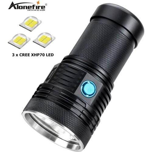 AloneFire Super bright XHP70 60W most powerful led flashlight 13000lm high power rechargeable led flash light lanterns camping