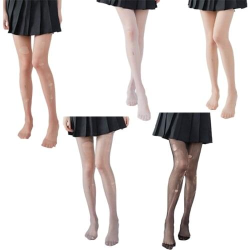 Sexy Thin 8D Ladies Solid Color Ripped Pantyhose Temptation Tearable Soft Summer Transparent Shred Stockings Creative