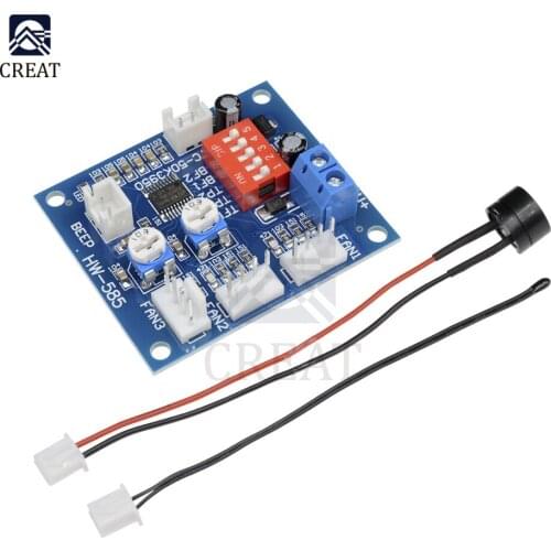 NTC 3950 Thermistor PWM Temperature Probe Speed Controller Board Control Module Buzzer DC 12V CPU Fan High-Temp Alarm Heat Sink