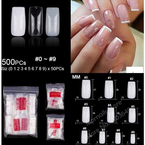 TKGOES 500PCS/Pack Beauty Clear Full Cover False Nail Tips Acrylic Artificial False Nails Full French Nail Art Tips NEW CLEAR