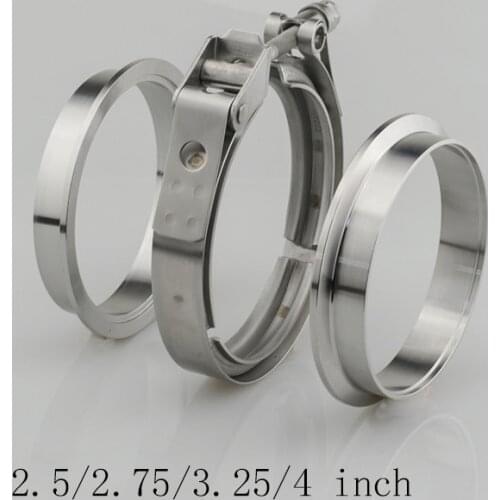 V-Band Clamp 2.5/2.75/3.25/4 inch Male/Female Flange Kit V-band Stainless Steel Turbo Exhaust Pipes Car Accessories