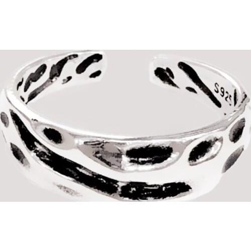 Sole Memory Retro Thai Silver Irregular Geometry 925 Sterling Silver Female Resizable Opening Rings SRI536