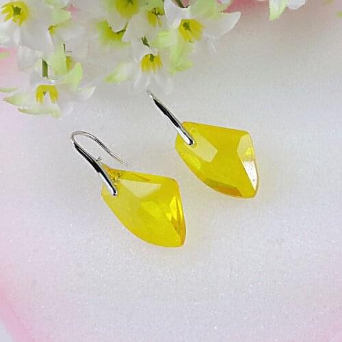 QiLeSen Fine jewelry 925 sterling silver for ladies wedding axe wish stone yellow earrings yw072