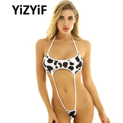 Womens One-piece swimsuit Monokini Erotic Lingerie Halter Neck Backless Adjustable G-string Slingshot Thong Bodysuit Nightwear