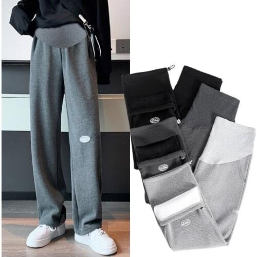 Pregnant Womens Trousers In Winter Wear Cashmere ThIckened Wide Legged Trousers Pregnant Women Bottom Trousers Autumn And Winte