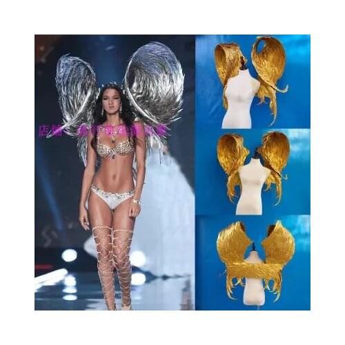 Gold Silver Angel feather shows wings Victoria stage performance props model night stage runway show the wings of the festival