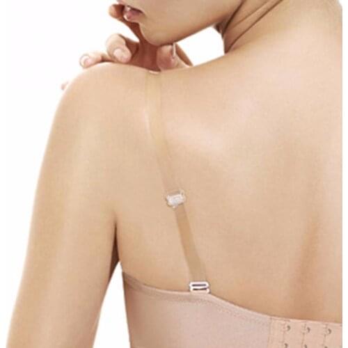 1Pair Invisible Bra Strap Elastic Shoulder Belt Transparent Non-Slip Plastic 1cm