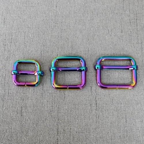 20 Pieces Metal Adjuster Buckle 15mm 20mm 25mm Colourful Blet Loop For Bag Straps Backpack Accessories Pet Collar Clasp Slider