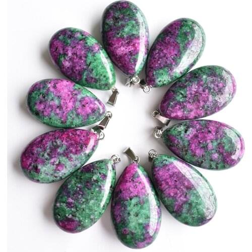 2020 fashion high quality Natural red and green treasure pendants 25x40mm Charms for making 10pcs/lot wholesale free shipping