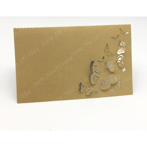 50pcs Butterfly Place Name Cards Paper Wine Glass Cup Table Invitation Card Favors Wedding Meeting Banquet Party Decoration