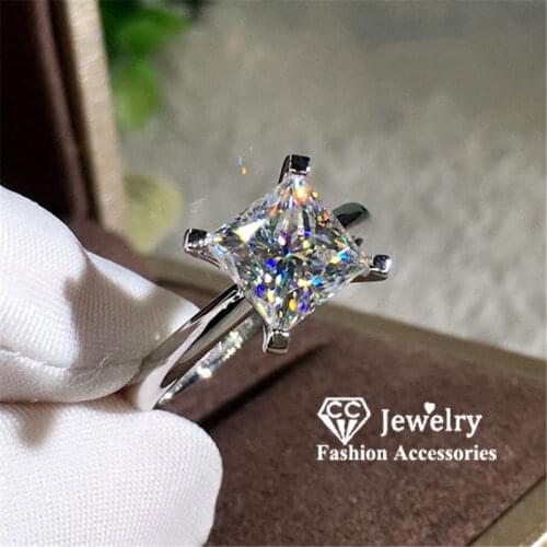 CC Wedding Rings For Women S925 Silver 4 Claws Cubic Zirconia Simple Ring Bridal Fine Jewelry Engagement Accessories CC3212