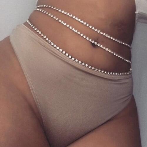 Sequins Belly Chain Rhinestone Waist Chain Body Jewelry Women Sexy Bikini Beach Body Chain Vintage Charm Body Chain Jewelry