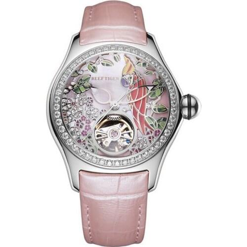 Reef Tiger women luxury brand watch,womens automatic watches lady clock self wind mechanical wristwatch dress timepiece relogio