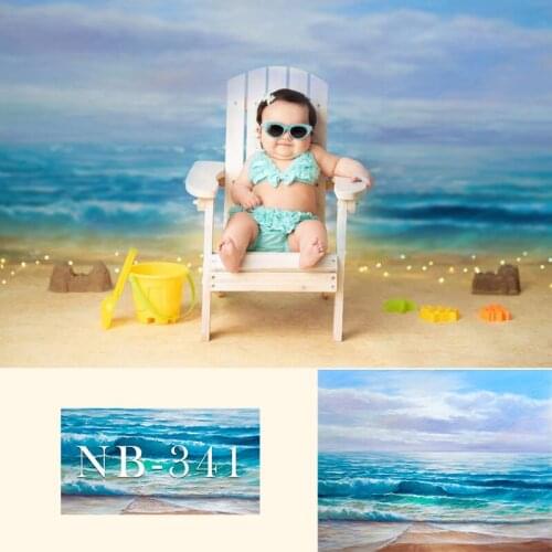 Newborn Baby Shower Summer Photography Backdrop Sea Beach Night Light Photographic Studio Photo Background Birthday Backdrop