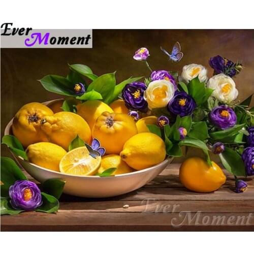Ever Moment DIY Diamond Painting Orange and Flower Diamond Mosaic Full Square Drills Home Decoration Artwork ASF1140