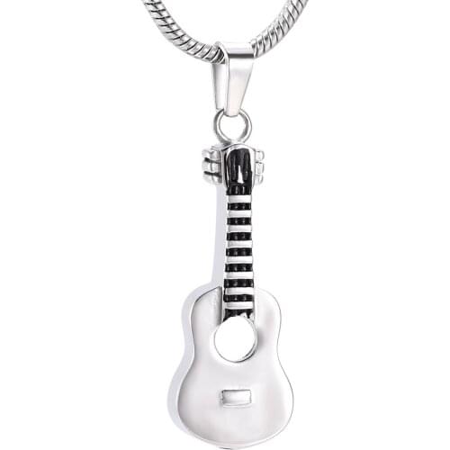 Guitar Cremation Necklace Stainless Steel Musical Instrument Keepsake Memorial Urn Jewelry Funeral Pendant