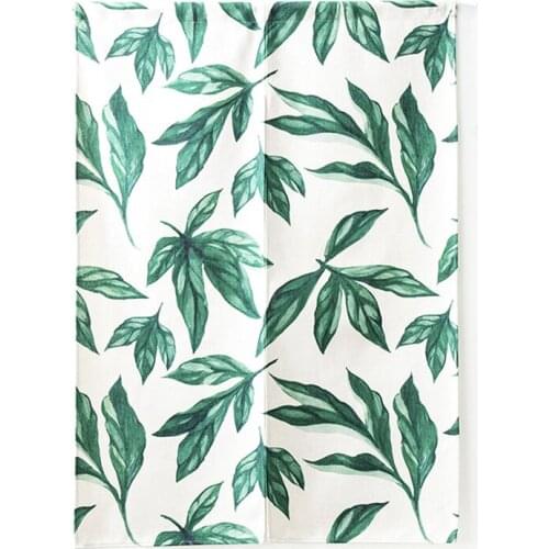 Linen Tapestry Door Curtain childrens Study Bedroom Home Decor Kitchen Curtains Fresh green leaves Customizable
