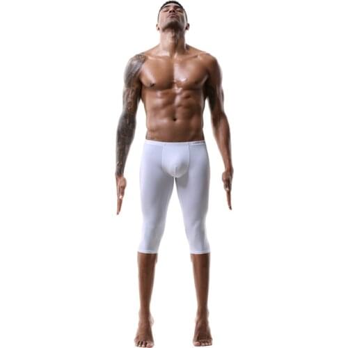Ice Silk Mens Underwear Mens Long Boxers Extended Knee Shorts Mens Pants
