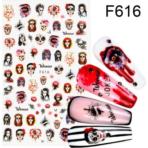 Big size nail art sticker maple leaves flowers christmas gift footballs designed self adhesive nail decals FW064