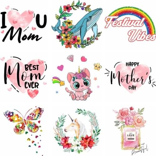 Butterfly Heart Patches Animal Parches Iron On DIY Accessory Heat Transfer Clothes Stickers Applique Badge Patches For Clothes