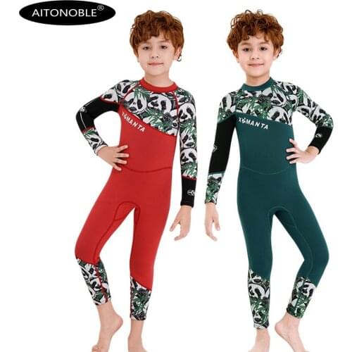 Aitonoble 2.5mm Neoprene Boys Diving Suit Swimming Wetsuits Surfing Jumpsuit Dive Skin