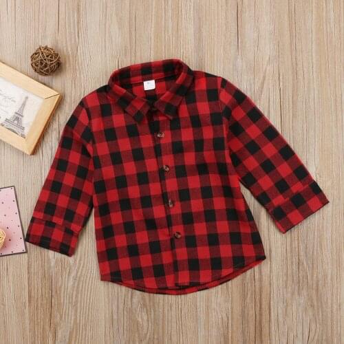 New 2018 Fashion Kids Baby Boy Girl Plaid Tops Shirt Long Sleeve Clothes With Letter
