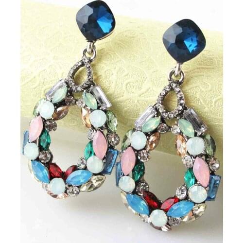 NEW HOT Elegance Womens fashion earrings multilayer sweet metal with gems stud crystal Dangle earring for women girls