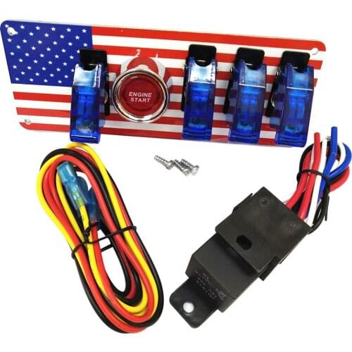 DC12V Flip-Up Ignition Switch Panel Car Engine Start Push Button LED Toggle Switch Panel for Racing Sport Competitive Car