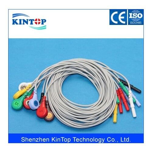 Compatibe New Holter Cable DIN 10-lead ECG leadwires electrode Snap/ AHA with CE approved