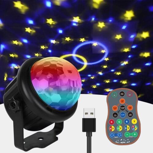 USB LED Disco RGB Crystal Magic Ball Light Yellow Five-pointed Party Lights Star Stage Lighting Effect for DJ Car Holiday Xmas