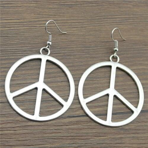 WYSIWYG 2 Colors 42x42mm Fashion Simple Peace Sign Charm Dangle Earring Charming Drop Earring Dropshipping