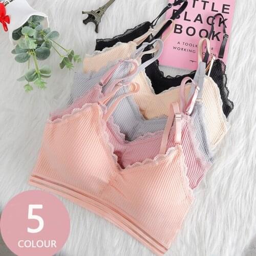 Linbaiway Women Bra Lace Cotton Beauty Back Strap Underwear Sexy Gathered Bralette Lingerie Women Brassiere Intimates Bras