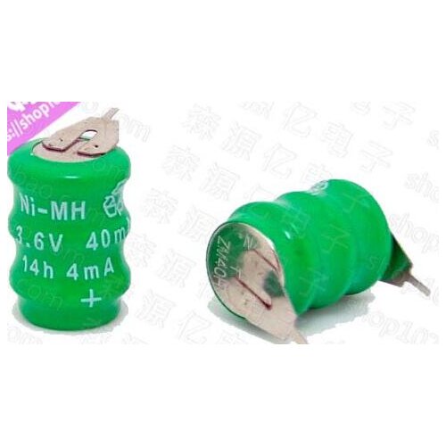 20PCS NI-MH 3.6V40mAh battery with solder leg 3.6V 40mAh Ni-MH button rechargeable battery 3.6V40H