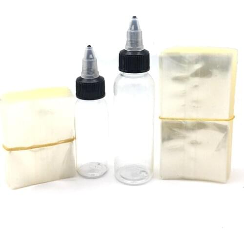 200pcs Clear PVC Heat Shrink Wrap Film for 30ml 60ml Twist Cap Empty Plastic Tattoo Ink Pigment Bottle