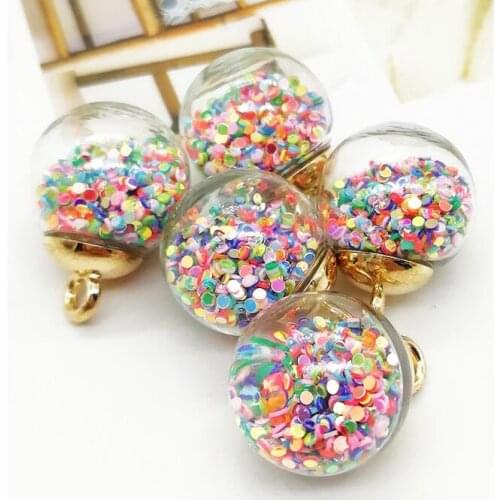 201916mm colored glass ball round transparent small round cake sequins colorful color pendant earrings jewelry accessories