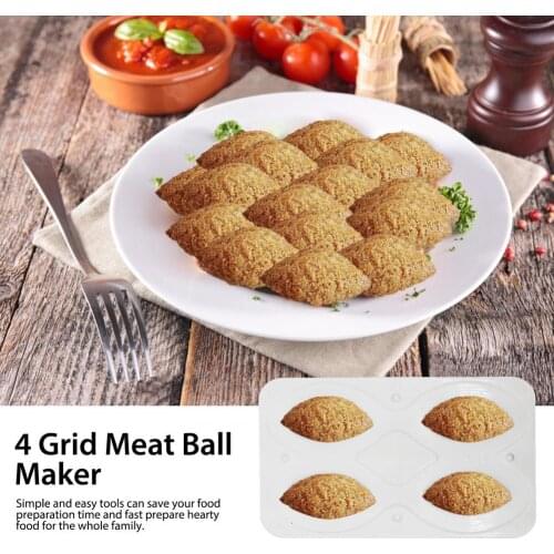4 Grid Meat Ball Maker DIY Meat Patty Cake Dessert Making Mold Safe Non-toxic Lightweight Durable For Cake Pasta Ice Cream Fruit