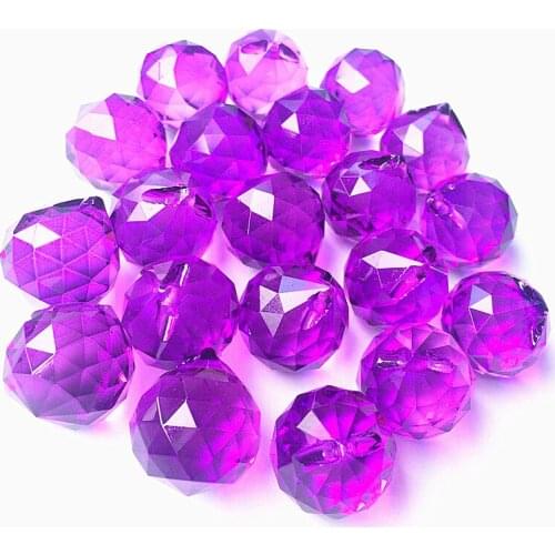 50pcs 20mm Dark Purple Faceted Artificial Crystal Glass Faceted Balls Chandelier Parts Lighting Balls Dress Home Window Kawaii