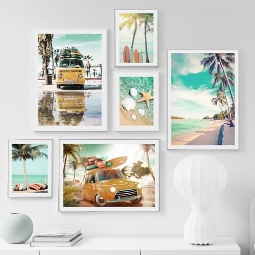 5D Diamond Painting Beach palm Coconut Tree Starfish Surfboard Sea Wall Art Print Painting Nordic Poster Wall For Living Room De