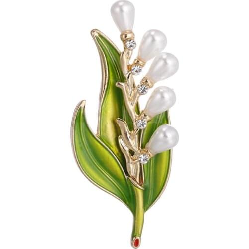 Rhinestone Faux Pearl Tree Leaf Pearl Diamonds Brooch Water Drop Pearl Brooch Pin Fashion Women Party Jewelry Gift Accessaries