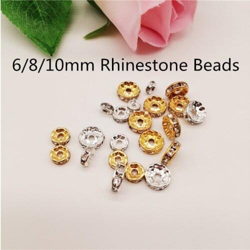 50pcs/lot Rhinestone Beads Round Rondelle Spacer Beads For Jewelry Making Bracelet Pendants Jewelry Findings Beads Accessories