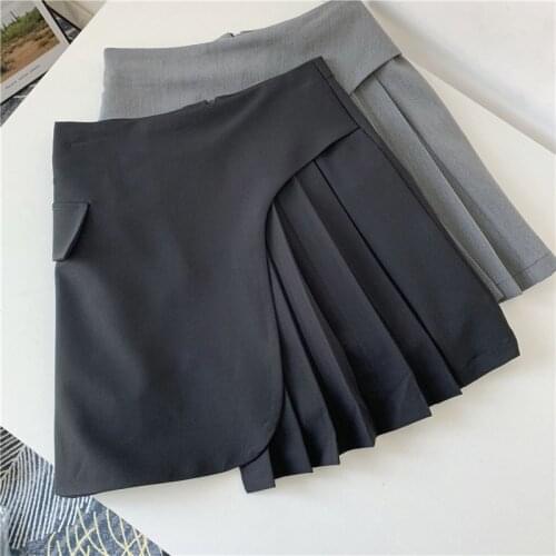 A design a-line skirt summer new package hip pleated skirt women irregular high waist skirt
