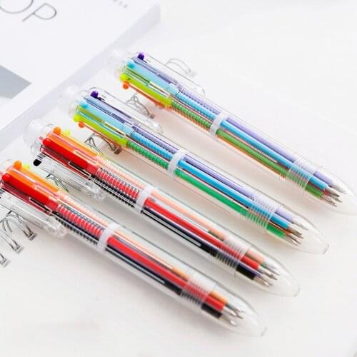 6 Color Gel Pen 0.5MM Multi Color Ballpoint Pens Multifunction School Business Stationery Kids Supplies Pучка шариковая